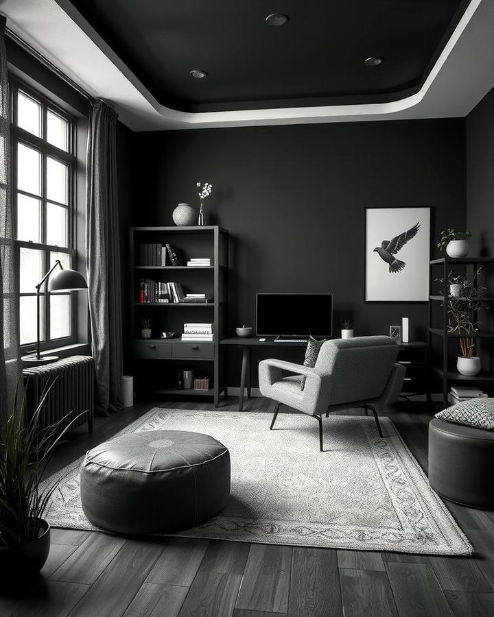 Monochromatic Palette - 30 dark home office design ideas