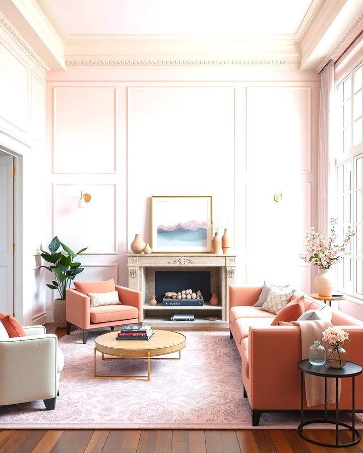 Monochromatic Pink Layers - 30 Pink Living Room Ideas