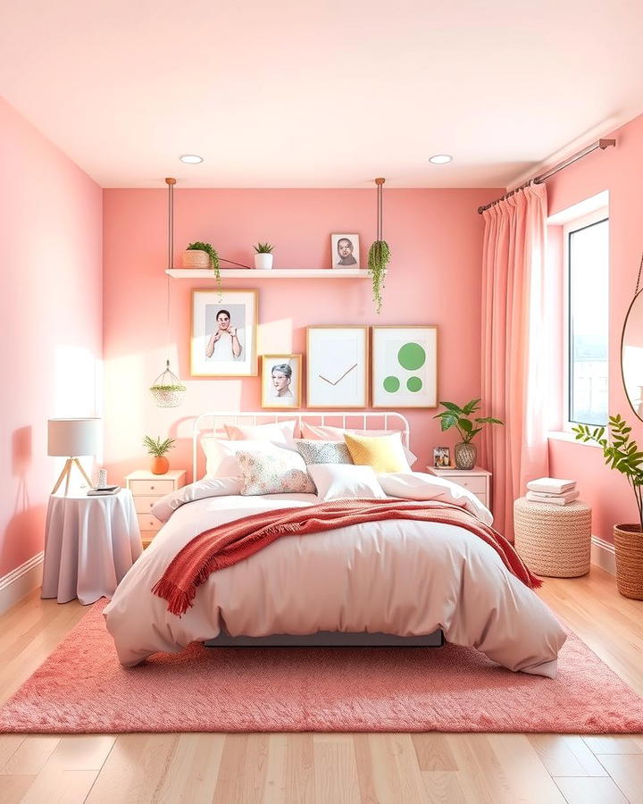 Monochromatic Pink with Green Accents - 25 Pink and Green Bedroom Ideas