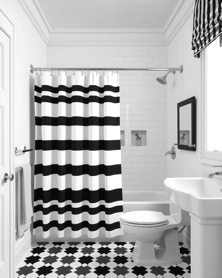 Monochrome Black and White for Timeless Sophistication - 25 Shower Curtain Ideas