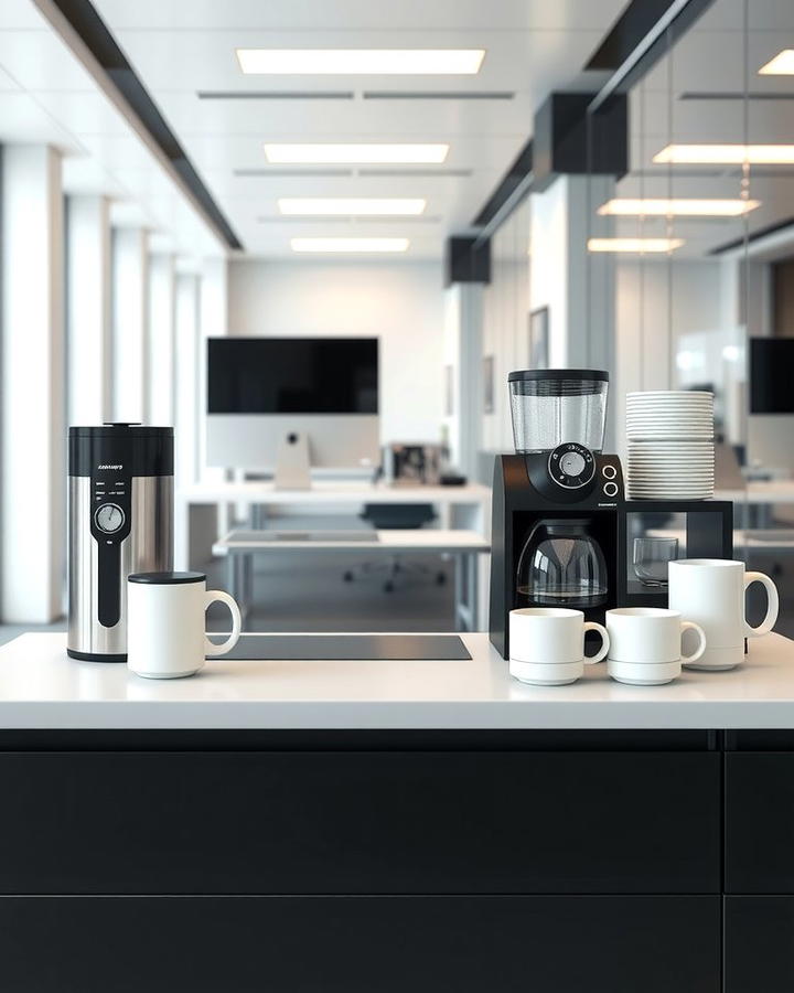 Monochrome Coffee Station - 25 Office Coffee Station Ideas