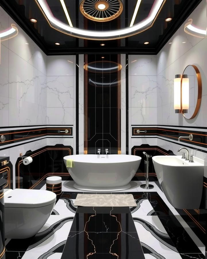 Monochrome Magic - 30 Art Deco Bathroom Ideas