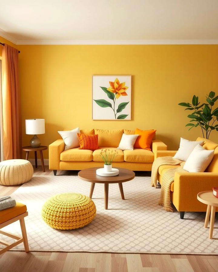 Monochrome Mustard Yellow - 25 Monochromatic Living Room Ideas