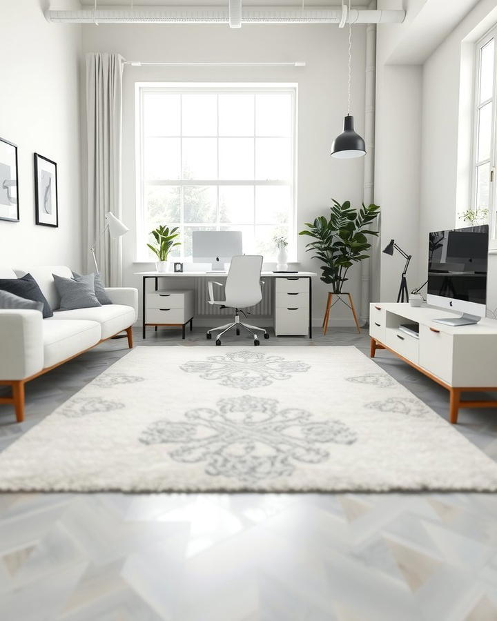 Monochrome Rugs for Minimalist Offices - 25 Office Rug Ideas