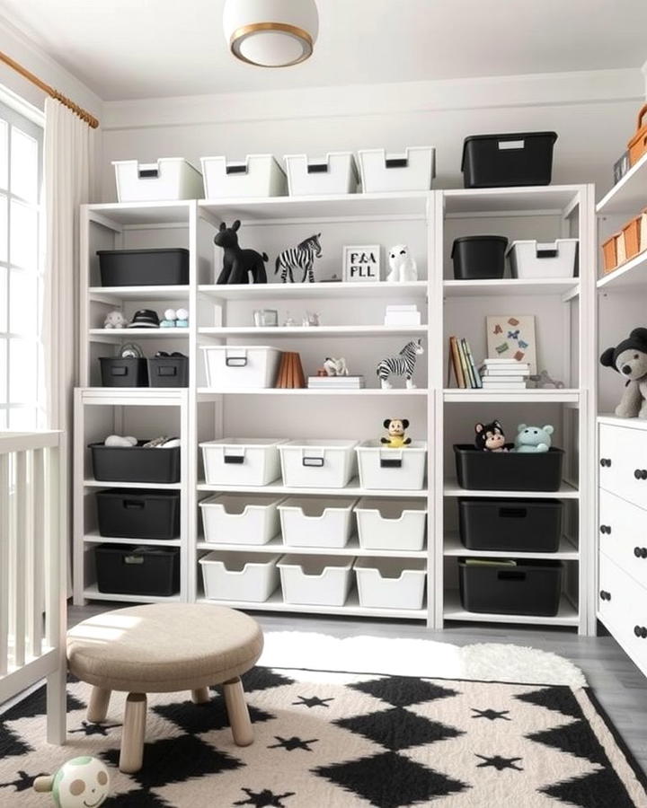 Monochrome Toy Storage 2 - 30 Black and White Nursery Ideas