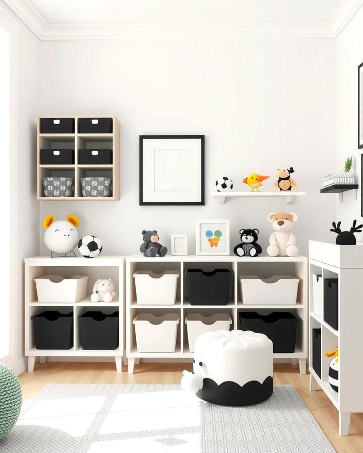 Monochrome Toy Storage - 30 Black and White Nursery Ideas