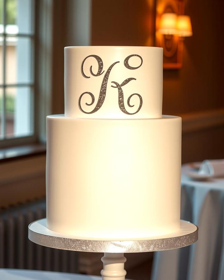 Monogrammed Cake - 25 Small Wedding Cake Ideas