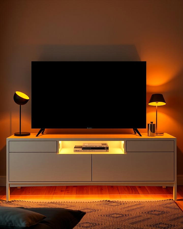 Mood Lighting - 25 Tv Console Decor Ideas