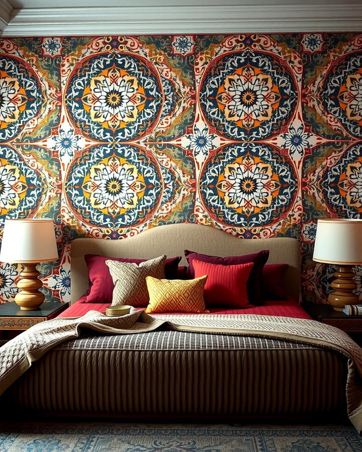 Moroccan Tile Inspired Wallpaper - 25 Moroccan Themed Bedroom Ideas