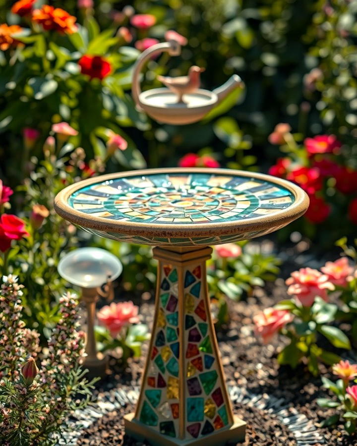 Mosaic Birdbaths 2 - 25 Mosaic Garden Ideas