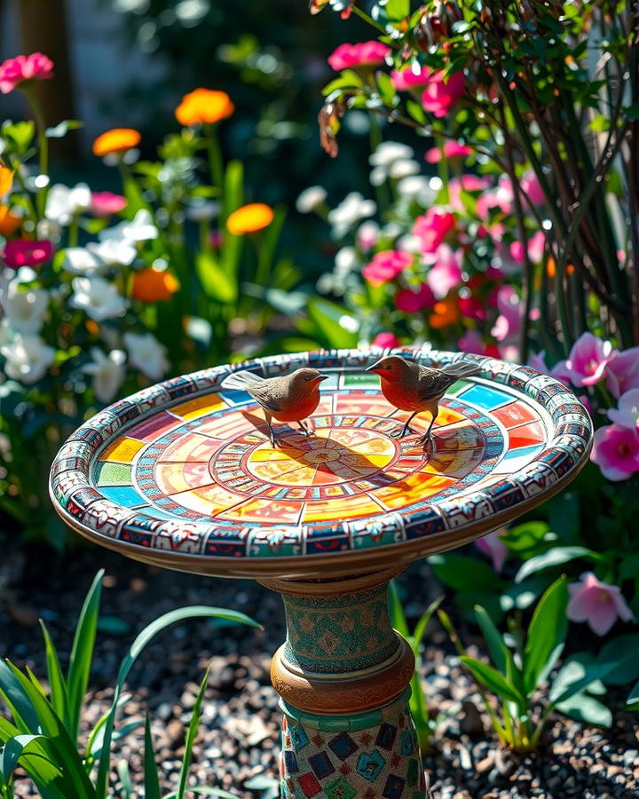 Mosaic Birdbaths - 25 Mosaic Garden Ideas