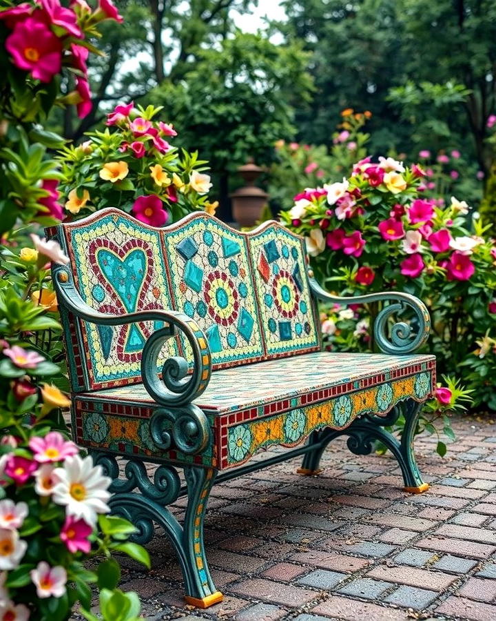 Mosaic Garden Benches 2 - 25 Mosaic Garden Ideas