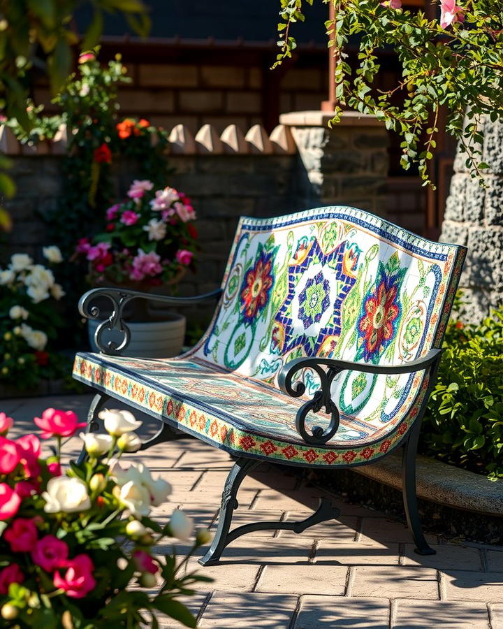 Mosaic Garden Benches - 25 Mosaic Garden Ideas