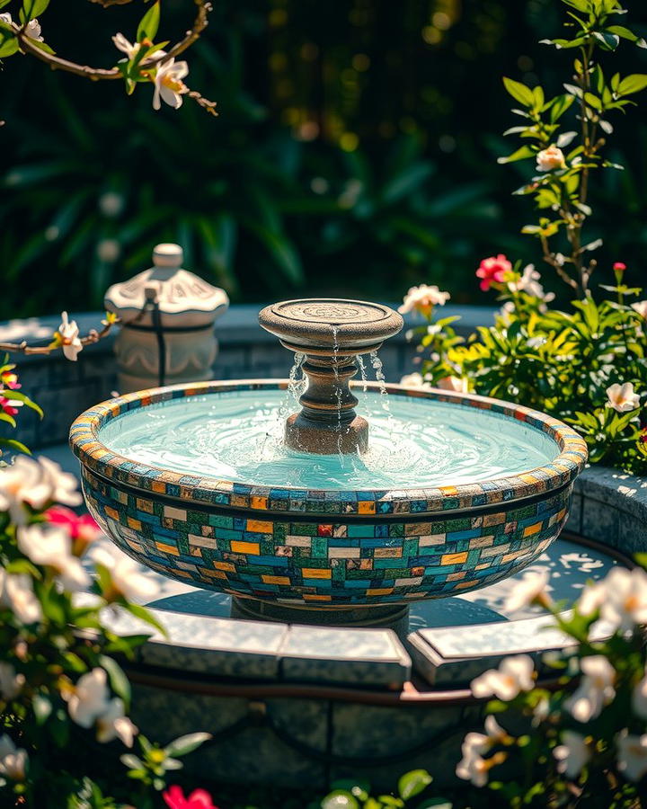 Mosaic Garden Fountains - 25 Mosaic Garden Ideas