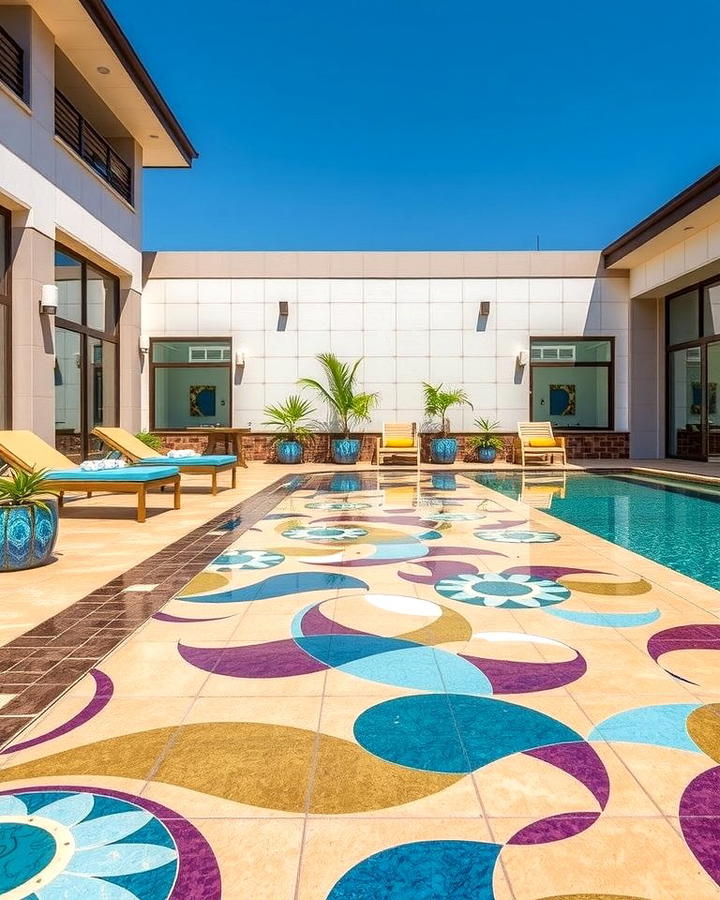 Mosaic Inspired Designs - 25 Stamped Concrete Pool Deck Ideas