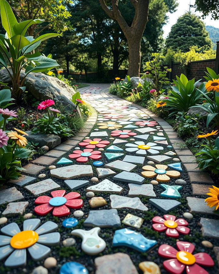 Mosaic Stepping Stones 2 - 25 Mosaic Garden Ideas