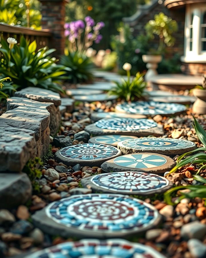 Mosaic Stepping Stones - 25 Mosaic Garden Ideas