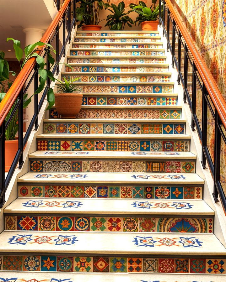 Mosaic Tile Accents - 25 Stair Riser Ideas