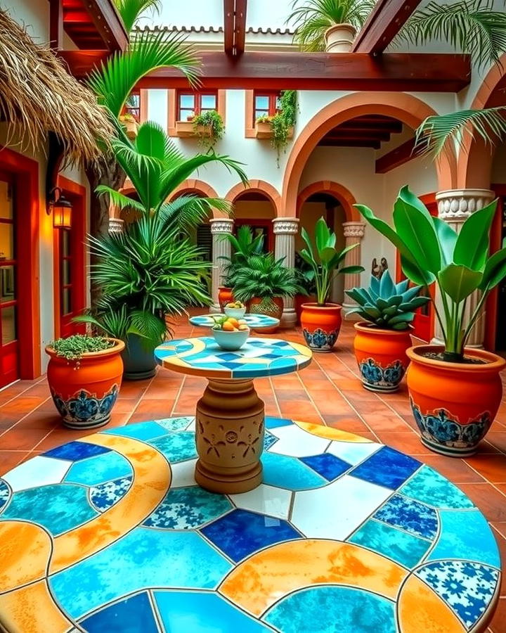 Mosaic Tile Accents - 25 Tropical Patio Ideas