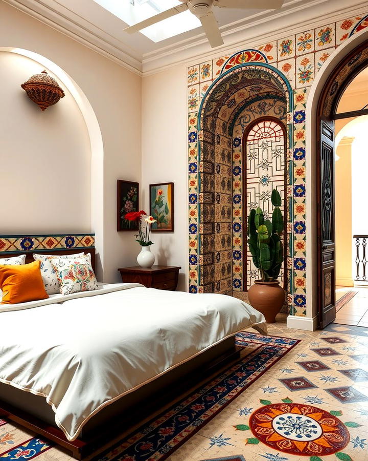 Mosaic Tile Details - 30 Mediterranean Bedroom Ideas