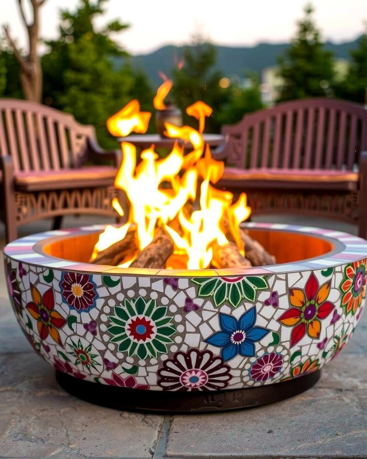 Mosaic Tile Fire Pit - 25 Wood Burning Fire Pit Ideas