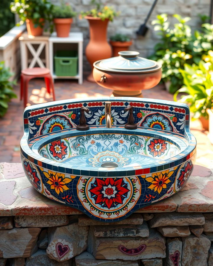 Mosaic Tile Outdoor Sink - 25 outdoor sink ideas