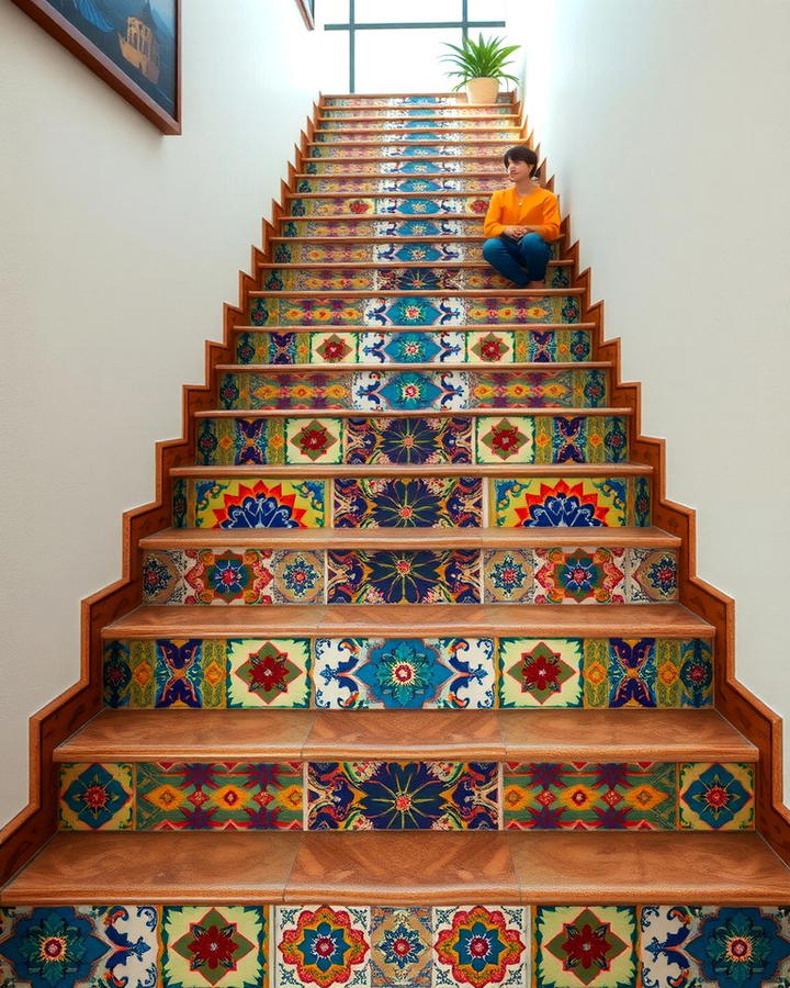 Mosaic Tile Patterns - 25 Stair Riser Ideas