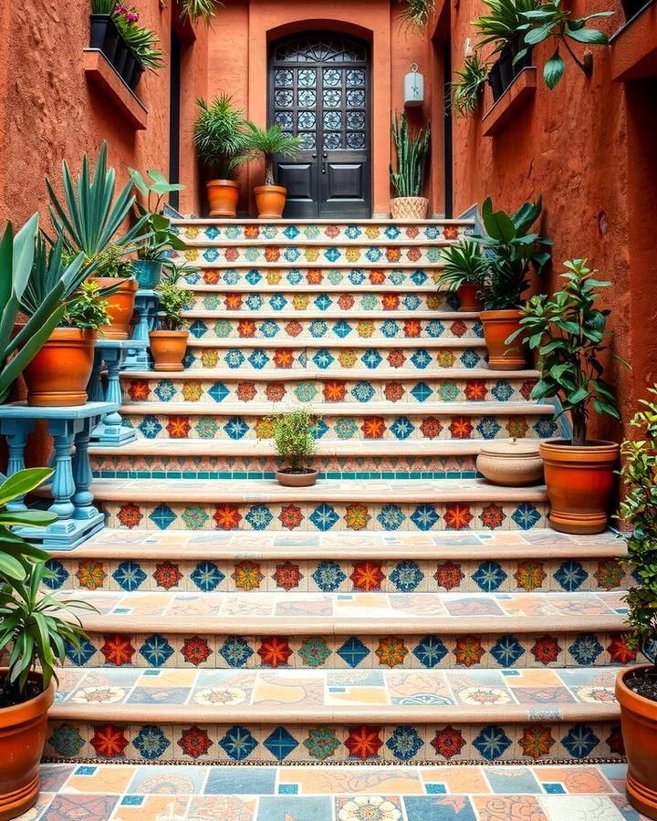 Mosaic Tile Steps - 25 Patio Steps Ideas