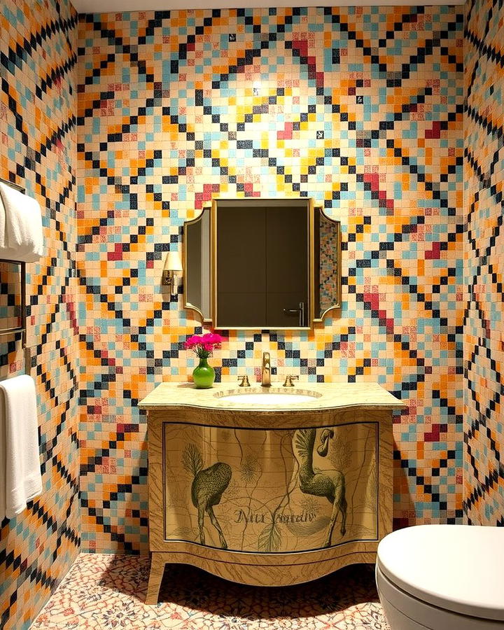 Mosaic Tiles for Artistic Flair - 30 Half-wall Tile Bathroom Ideas