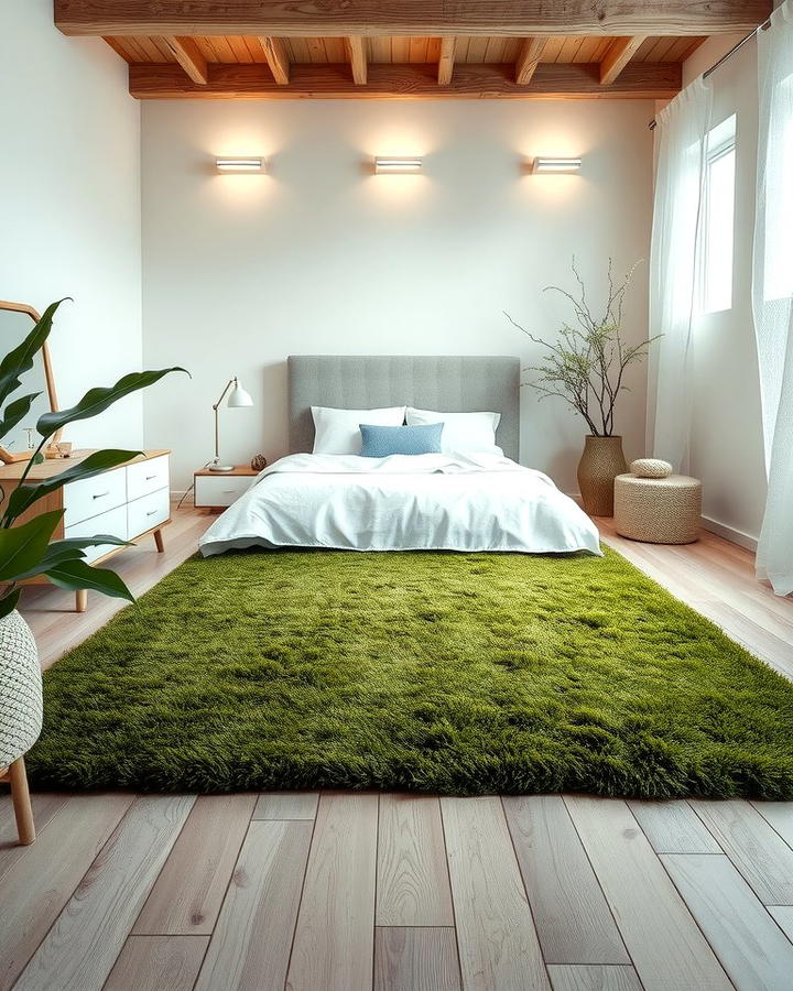 Moss Green Rugs for Natural Comfort - 30 Green Bedroom Ideas