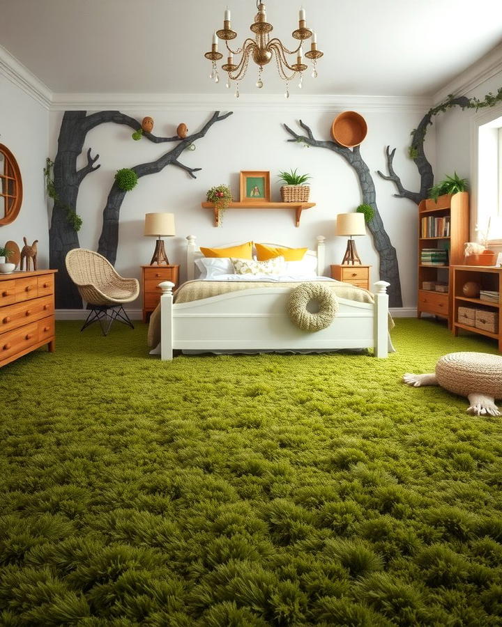 Mossy Green Carpets - 30 Fairy-themed Bedroom Ideas