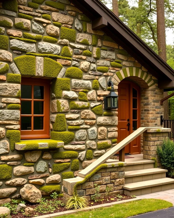 Mossy Green with Natural Stone Accents - 30 Green Brick Exterior Home Ideas