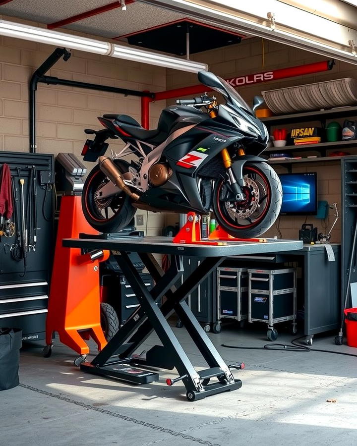 Motorcycle Lift Table - 25 Motorcycle Garage Ideas