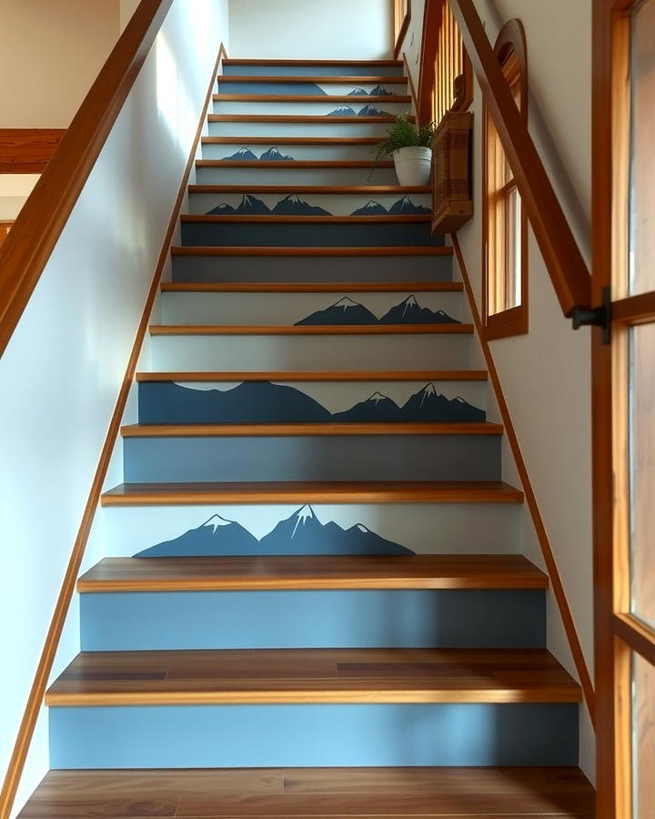 Mountain Silhouette - 25 Painted Stair Ideas