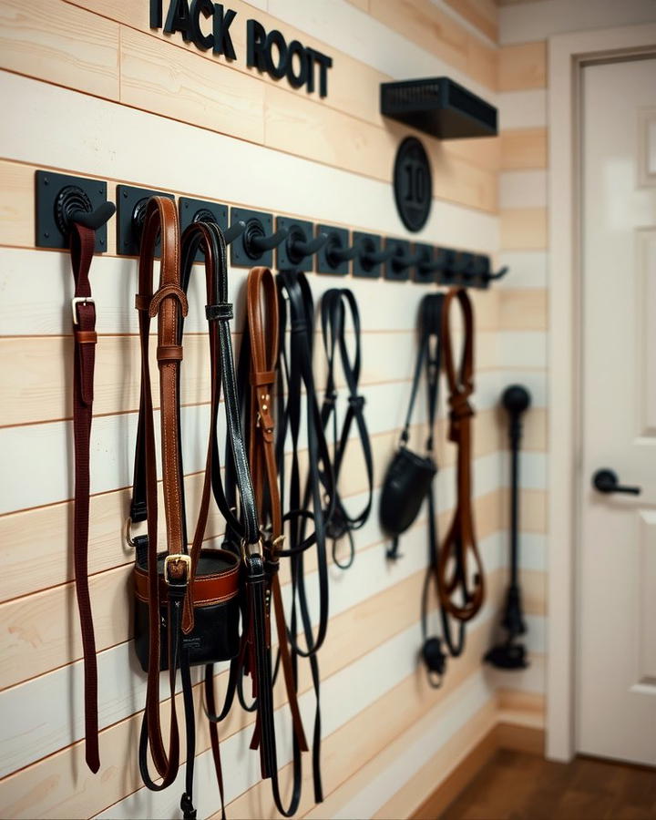 Mounted Bridle Hooks - 30 Tack Room Ideas