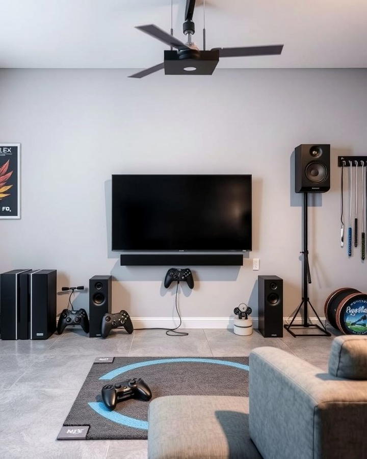 Mounting a TV for Console Gaming - 30 Garage Game Room Ideas