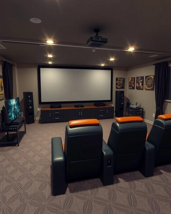 Movie and Game Combo Room - 30 Garage Game Room Ideas