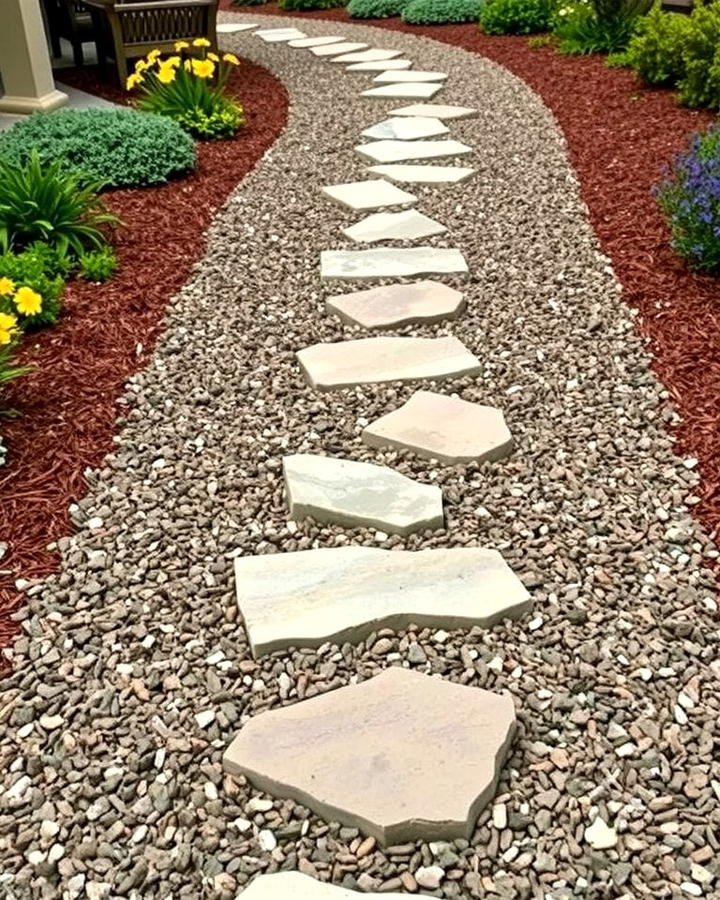 Mulch Pathways with Stepping Stones - 25 Mulch Pathway Ideas