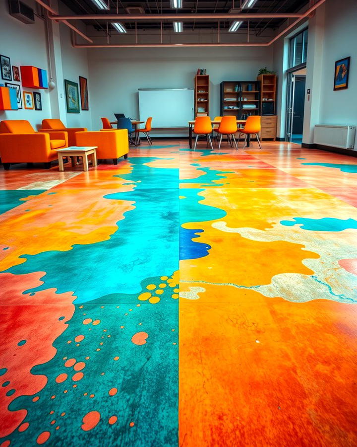 Multi Colored Stain Techniques - 25 Stained Concrete Floors