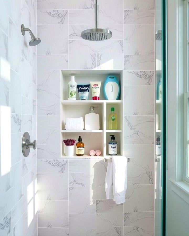 Multi Compartment Niche for Organized Storage - 25 Shower Niche Ideas