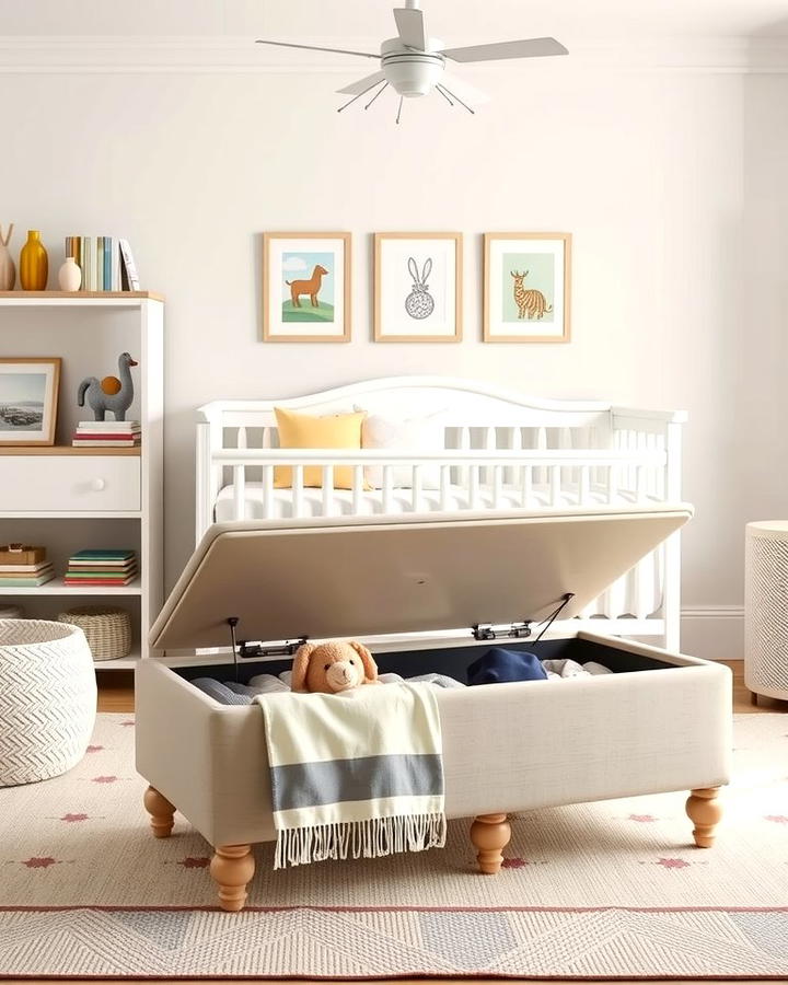 Multi Functional Ottoman with Storage - 25 Nursery Storage Ideas