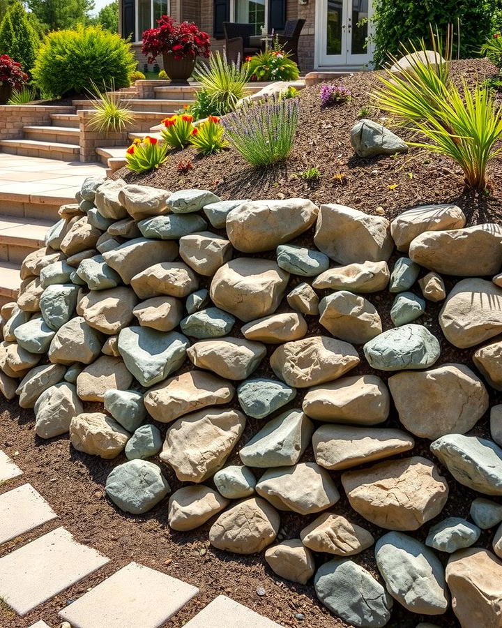 Multi Layered Rock Layers - 25 River Rock Edging Ideas