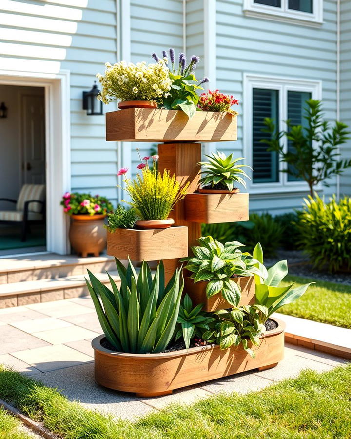 Multi Level Planters - 30 Small Front Yard Landscaping Ideas