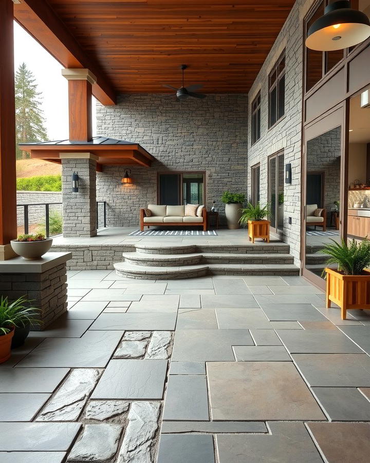 Multi Level Stone Porch - 25 Stone Porch Ideas