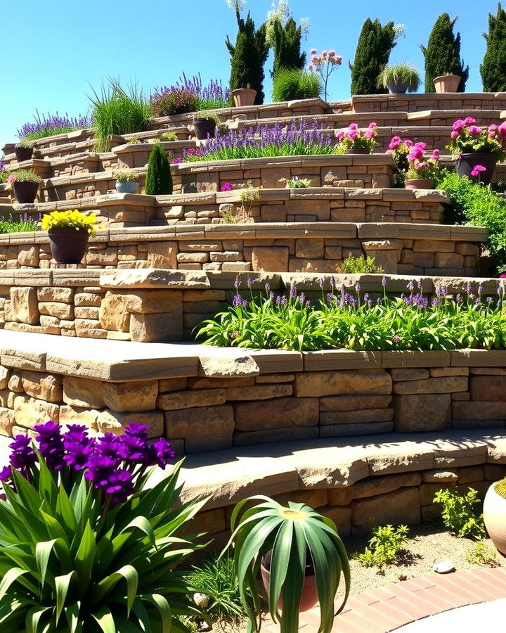 Multi Level Stone Terraces - 25 Terraced Garden Ideas