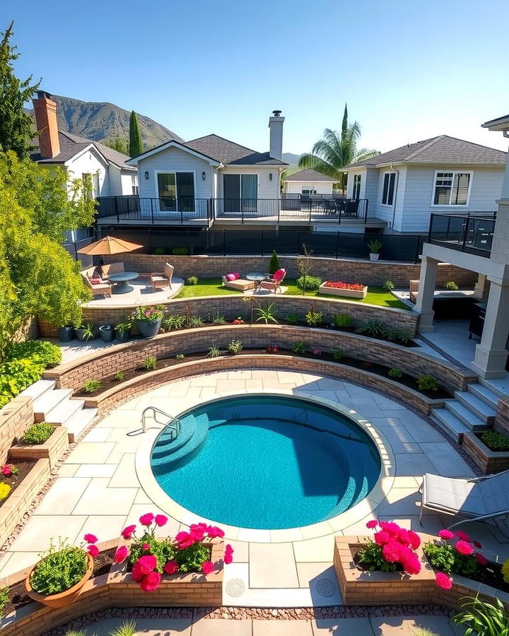 Multi Level Terracing - 25 Semi Inground Pool Ideas