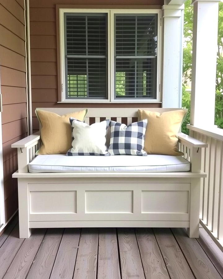 Multi Purpose Storage Bench - 25 Small Screened-in Porch Ideas