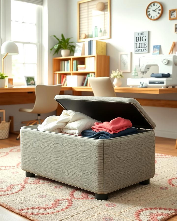 Multi Purpose Storage Ottoman - 25 Sewing Room Ideas