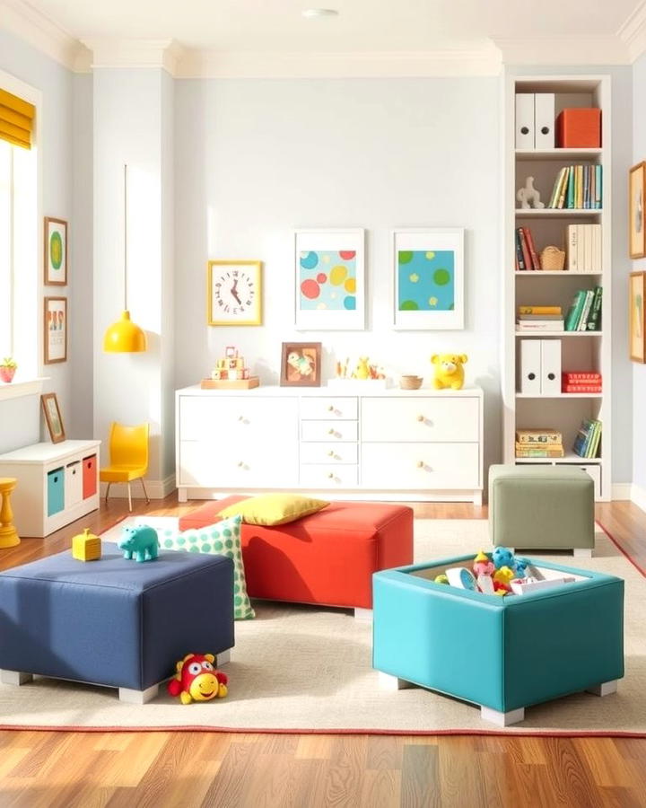 Multi Purpose Storage Ottomans for Dual Functionality - 25 Playroom Storage Ideas