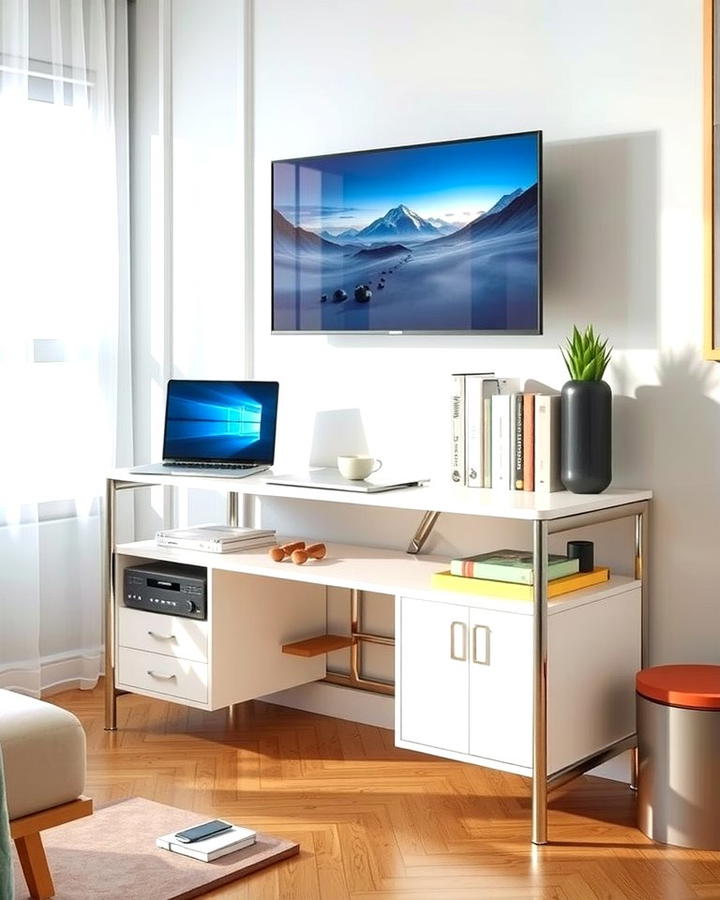 Multi Purpose TV Stand with Desk - 25 Tv Stand Ideas